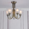 Boston 5 Light Semi Flush Antique Brass Opal Glass