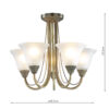 Boston 5 Light Semi Flush Antique Brass Opal Glass