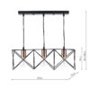 Midi 3 Light Bar Pendant Black & Bright Copper Detail