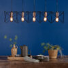 Midi 5 Light Pendant Matt Black and Polished Copper