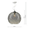 Aulax 1 Light Pendant Silver Smoked Glass With Dimple Effect