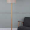 Avenue Floor Lamp Light Wood Polished Chrome With Shade