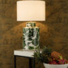 Filip Table Lamp Green Leaf Print With Shade