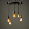 Ivan 5 Light Pendant Rustic Wood Aged Brass Detail