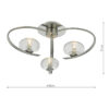 Leighton 3 Light Semi Flush Satin Chrome Glass