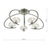 Leighton 5lt Semi Flush Satin Chrome & Sugar Cane Glass