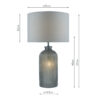 Pamplona Dual Light Table Lamp Grey Glass With Shade