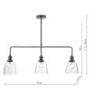 Arvin 3 Light Bar Pendant Antique Chrome & Glass