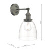 Arvin Industrial Wall Light Antique Chrome with Clear Glass Shade