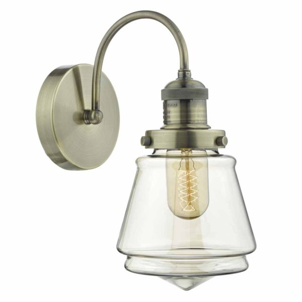 CUR0775 Antique brass Curtis wall light