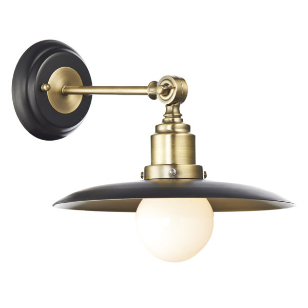 HAN0754 Hannover 1 Light Wall Bracket Black/Antique Brass