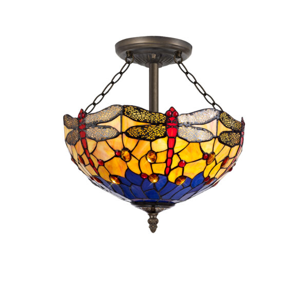 Firefly 3 Light Semi Flush Orange/Blue