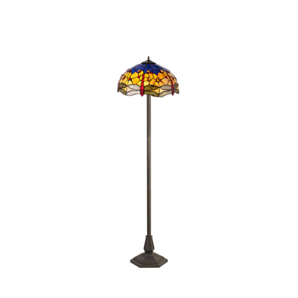 Firefly Octagonal Floor Lamp with Orange/Blue shade