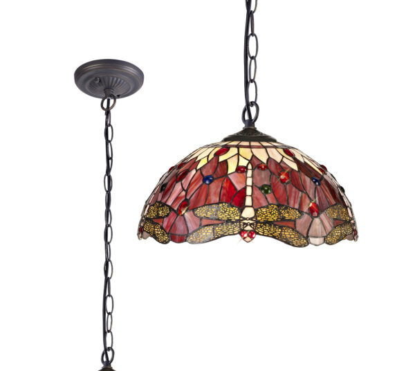 Firefly Single Downlighter Pendant 41cm Red/Pink