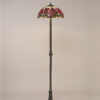 Firefly 2 Light Floor Lamp with Red/Pink Shade and Leaf Design Base