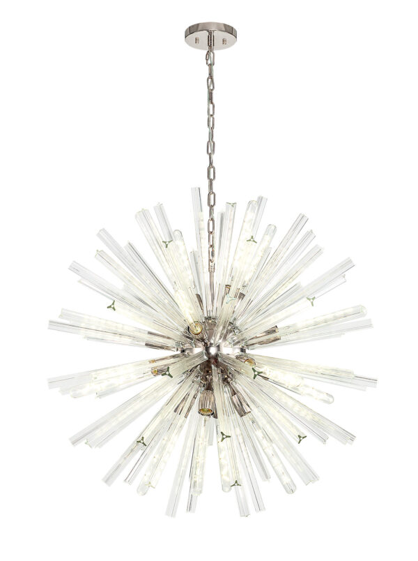 Usha 16 Light Pendant Polished Nickel and Clear Glass