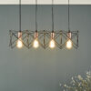 Midi 4 Light Bar Pendant Black & Copper Detail