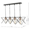 Midi 4 Light Bar Pendant Black & Copper Detail