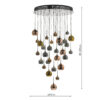 Aurelia 30lt Cluster Pendant Black Chrome & Copper/Bronze Glass 3M Drop