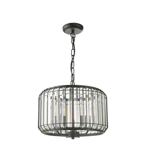 Naeva 3 Light Pendant Satin Black Crystal