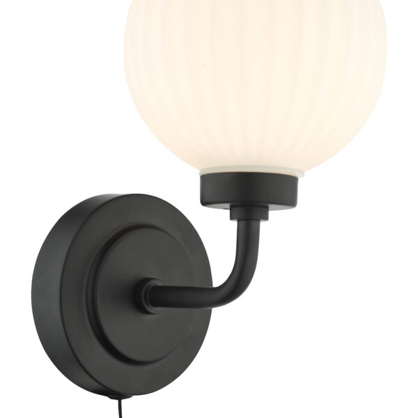 Alrik Bathroom Wall Light Matt Black Opal Glass IP44