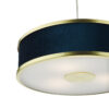 Alvaro 3 Light Pendant Brushed Brass With Blue Shade