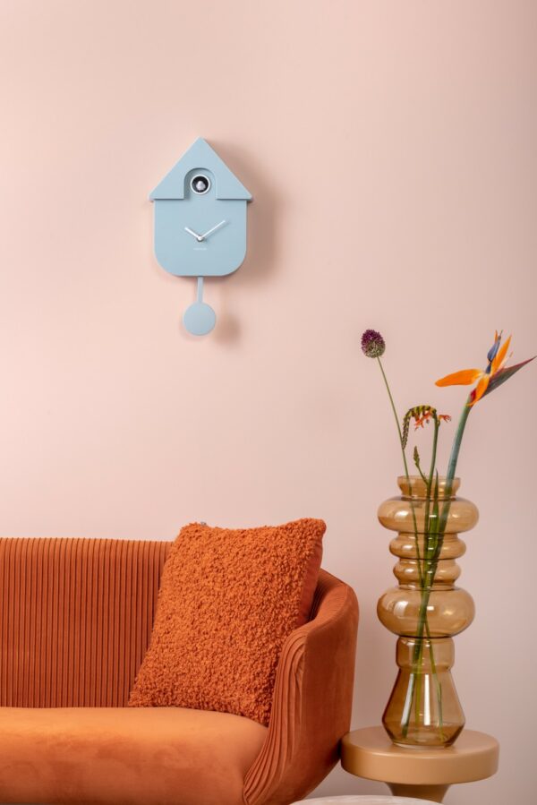 Wall Clock Modern Cuckoo Light Blue