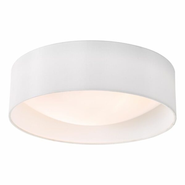 Nysa 2 Light Flush White Faux Silk 40cm