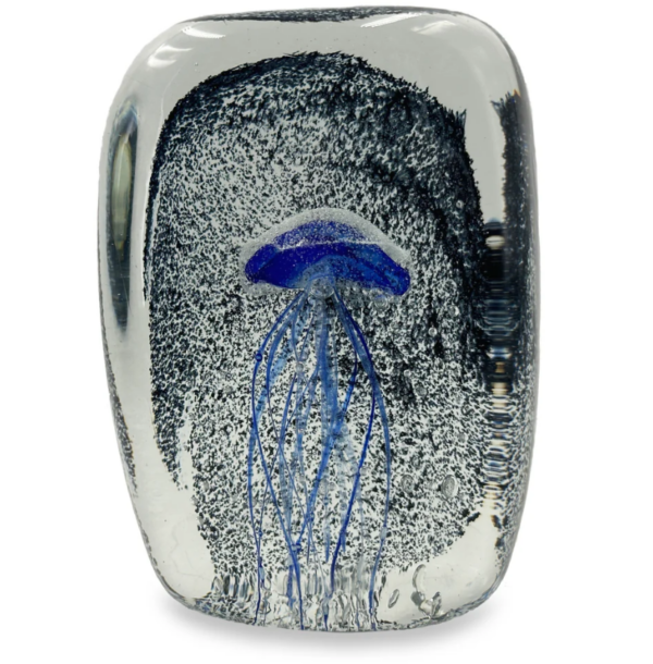 Blue Jellyfish in Ice Paperweight