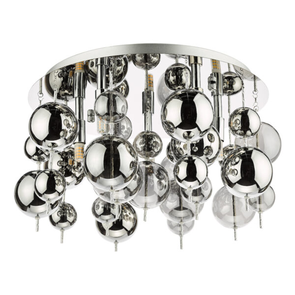 Thora 5 Light Flush Polished Chrome Smoked Glass