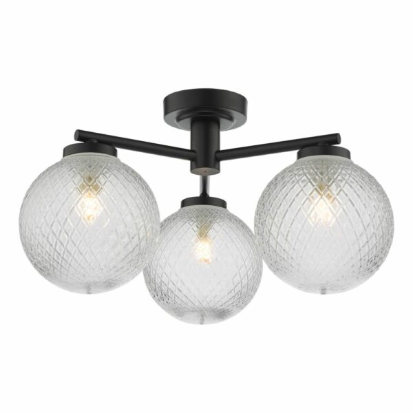 Wayne Bathroom 3 Light Semi Flush Matt Black IP44