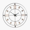 Graphite and Gold Metal Round Wall Clock Large