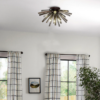 Usha 6 Light Semi Flush Matt Black and Smoked Glass