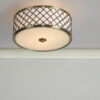 Civic Small 2 Light Flush Antique Brass Frosted Glass