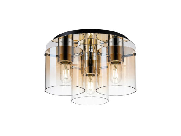 Meyer 3 Light Flush - Polished Nickel/Amber Fade