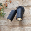 Ortega Outdoor 2 Light Wall Spotlight Matt Black IP65