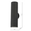 Ortega Outdoor 2 Light Wall Light Matt Black IP65