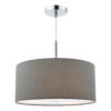 Ronda 3lt Pendant Grey Faux Silk Shade 40cm