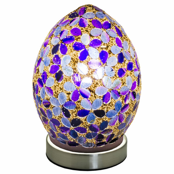 Mosaic Glass Egg Lamp – Purple Flower