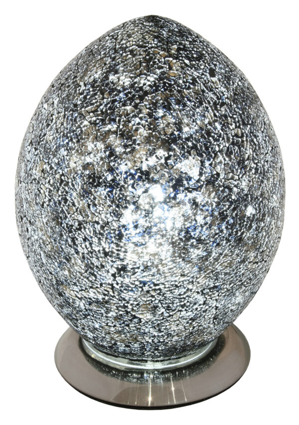 Mosaic Glass Egg Lamp – Black