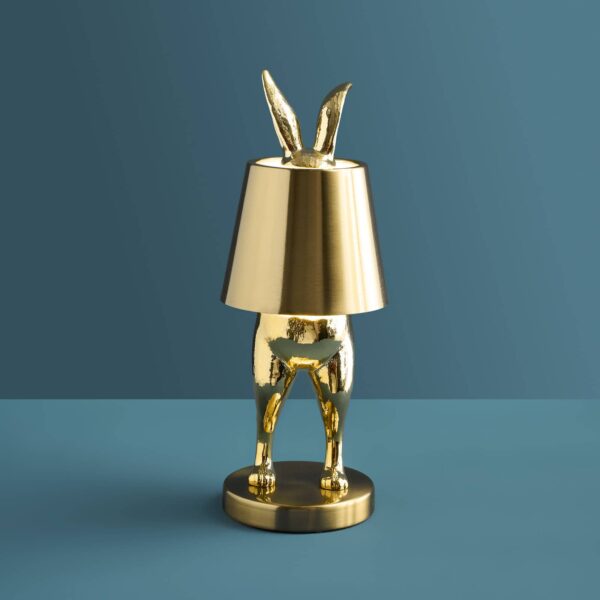 Table Lamp Rabbit LED Hiding Rabbit, glossy gold